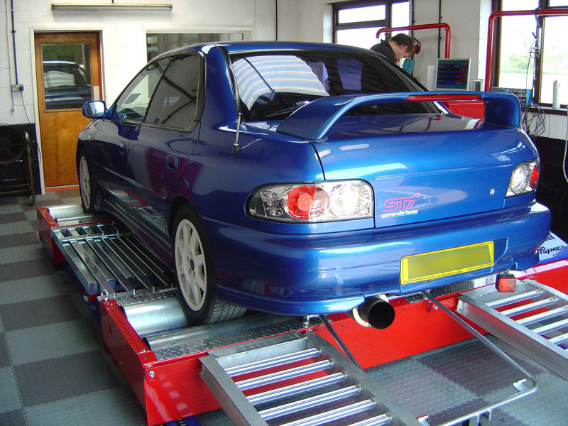 Subaru Impreza on the rolling road