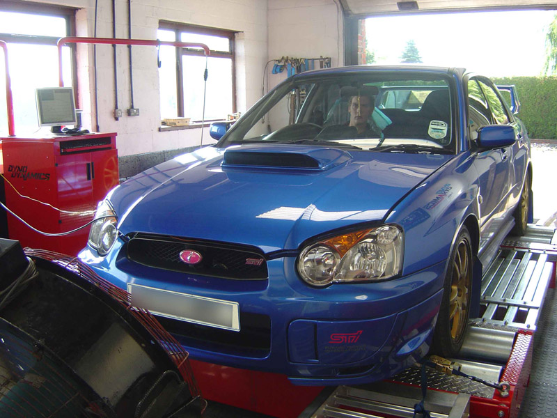 Subaru Impreza on the Dyno Dynamics rolling road