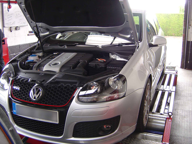 VW Golf GTI engine bay in the Corten-Miller workshop